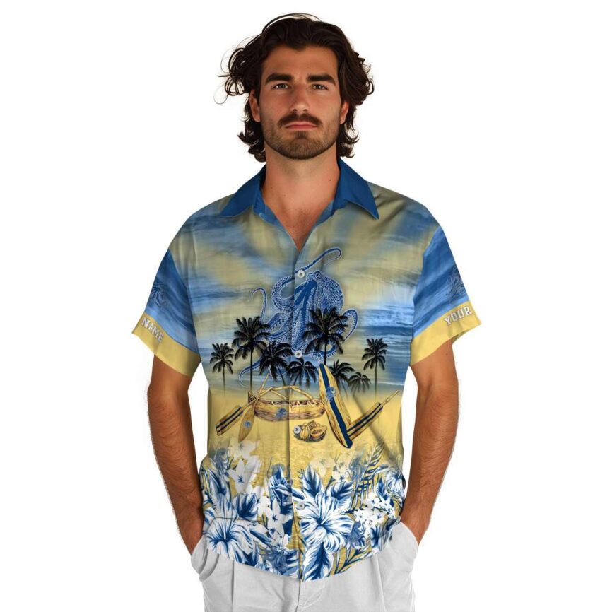 Custom Octopus Sunset Beach Canoe Hawaiian Shirt New Arrival