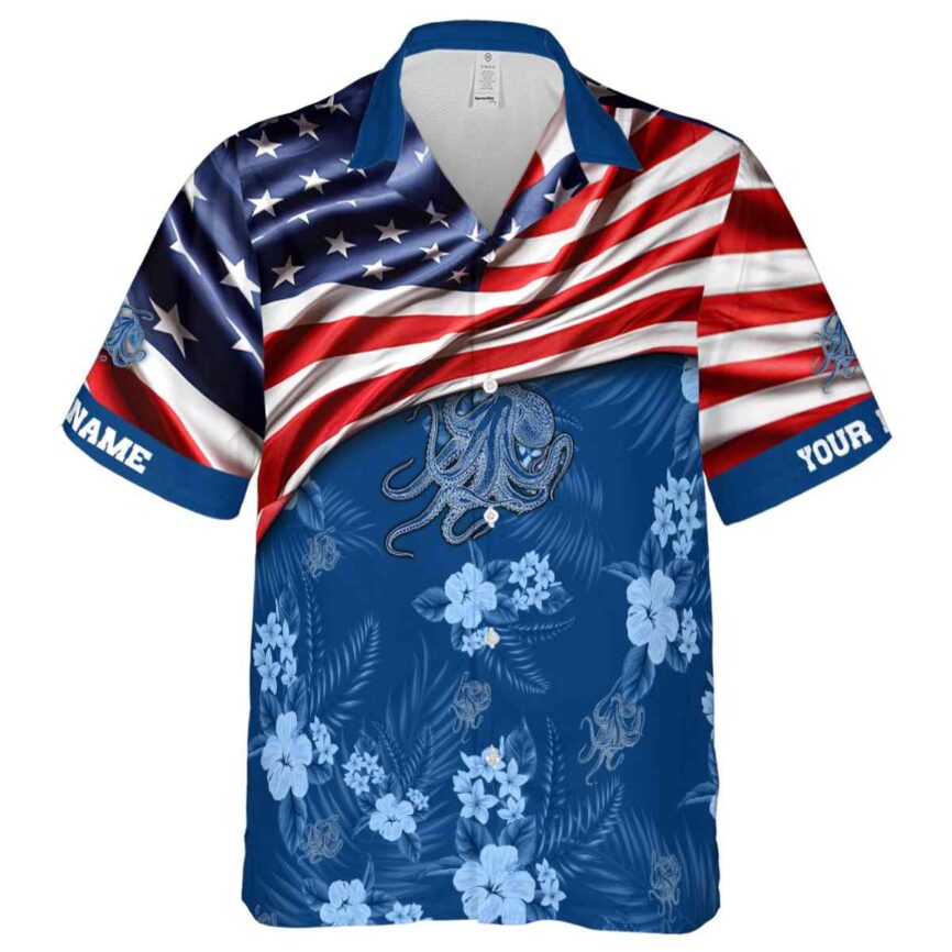 Custom Octopus US Flag Themed Hawaiian Shirt Fashion forward