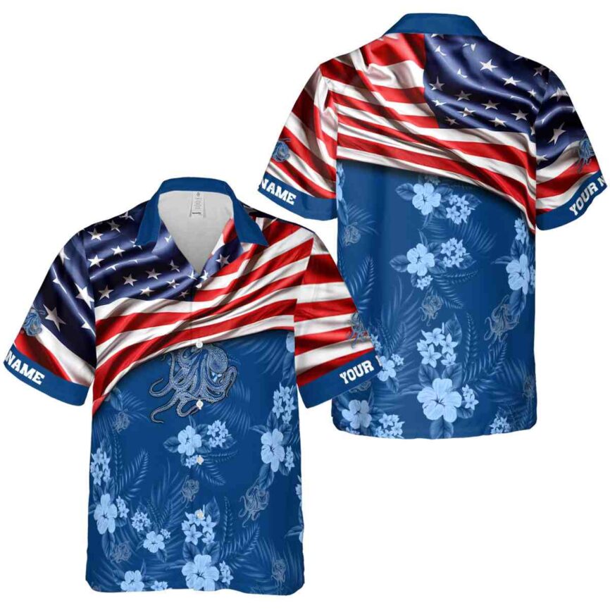 Custom Octopus US Flag Themed Hawaiian Shirt Premium grade