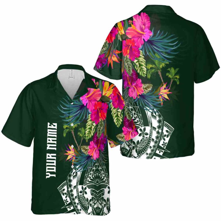 Custom Palm Tree Polynesian Flowers Hawaiian Shirt Premium grade