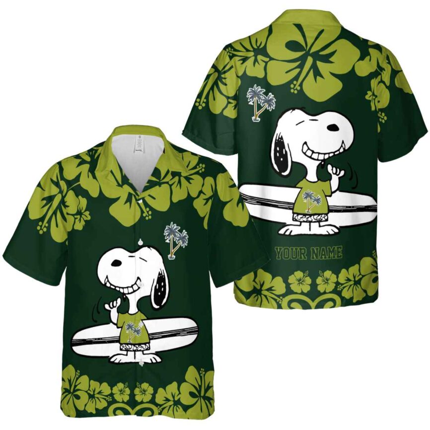 Custom Palm Tree Surfing Snoopy Hawaiian Shirt Premium grade