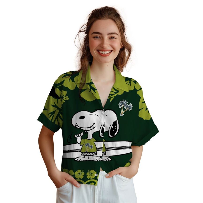 Custom Palm Tree Surfing Snoopy Hawaiian Shirt Top rated