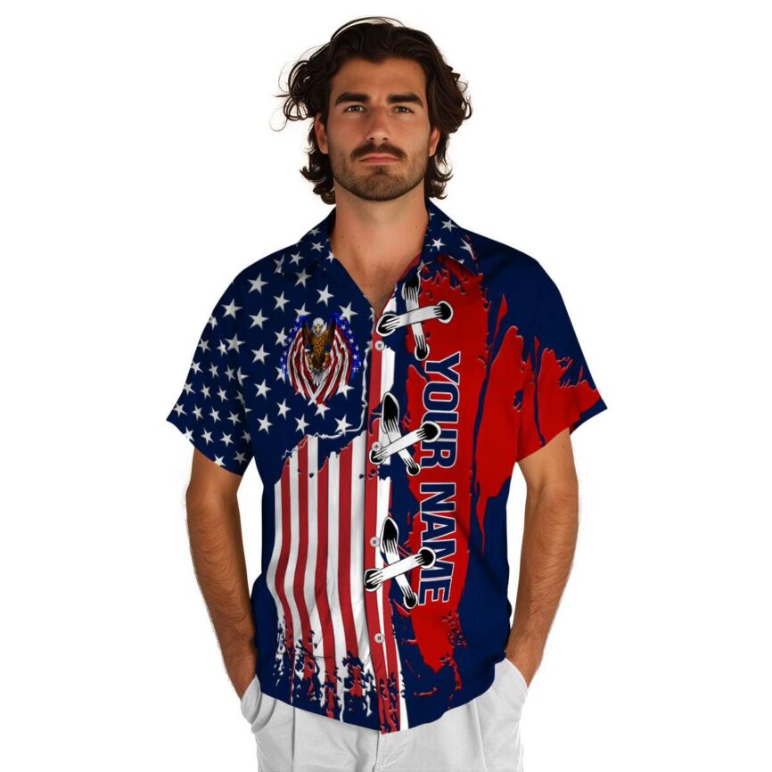 Custom Patriotic Flag Stitches Hawaiian Shirt New Arrival