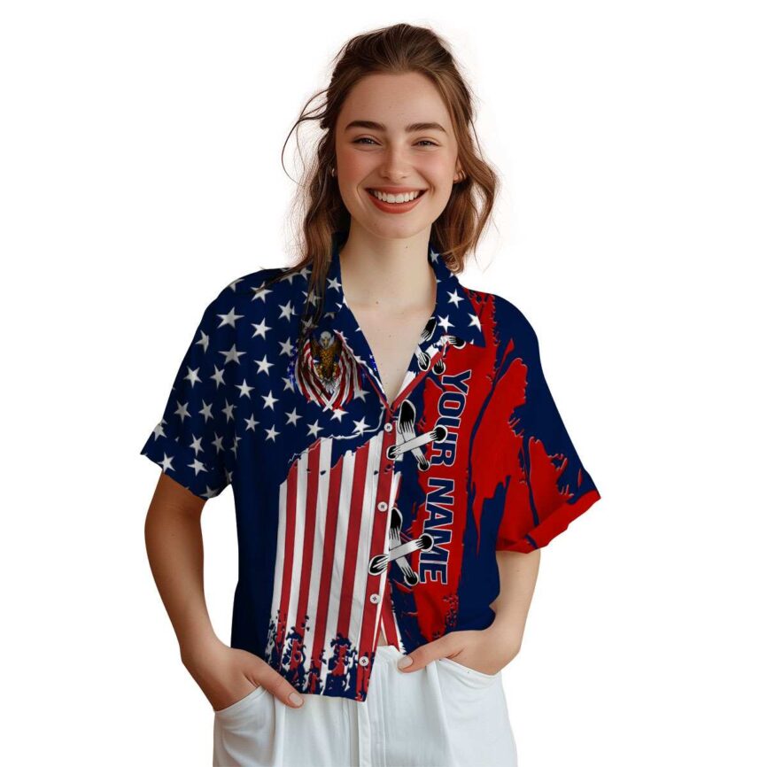 Custom Patriotic Flag Stitches Hawaiian Shirt Top rated