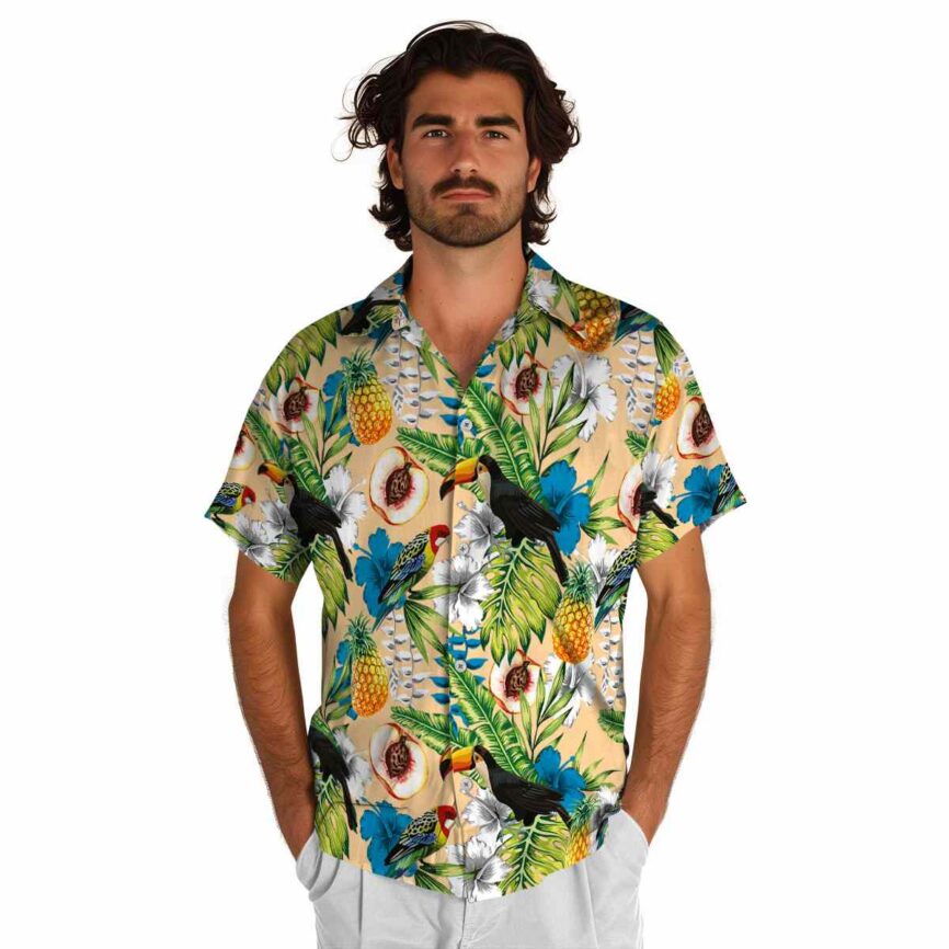 Custom Peach Toucan Bird Hawaiian Shirt New Arrival