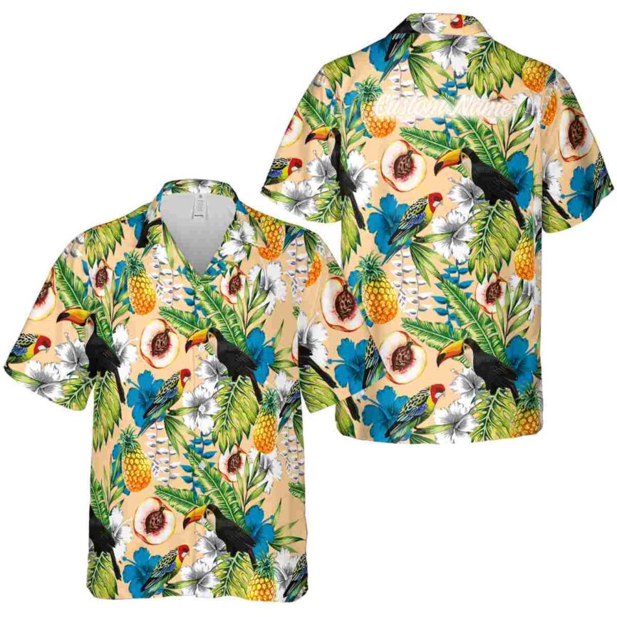 Custom Peach Toucan Bird Hawaiian Shirt Premium grade