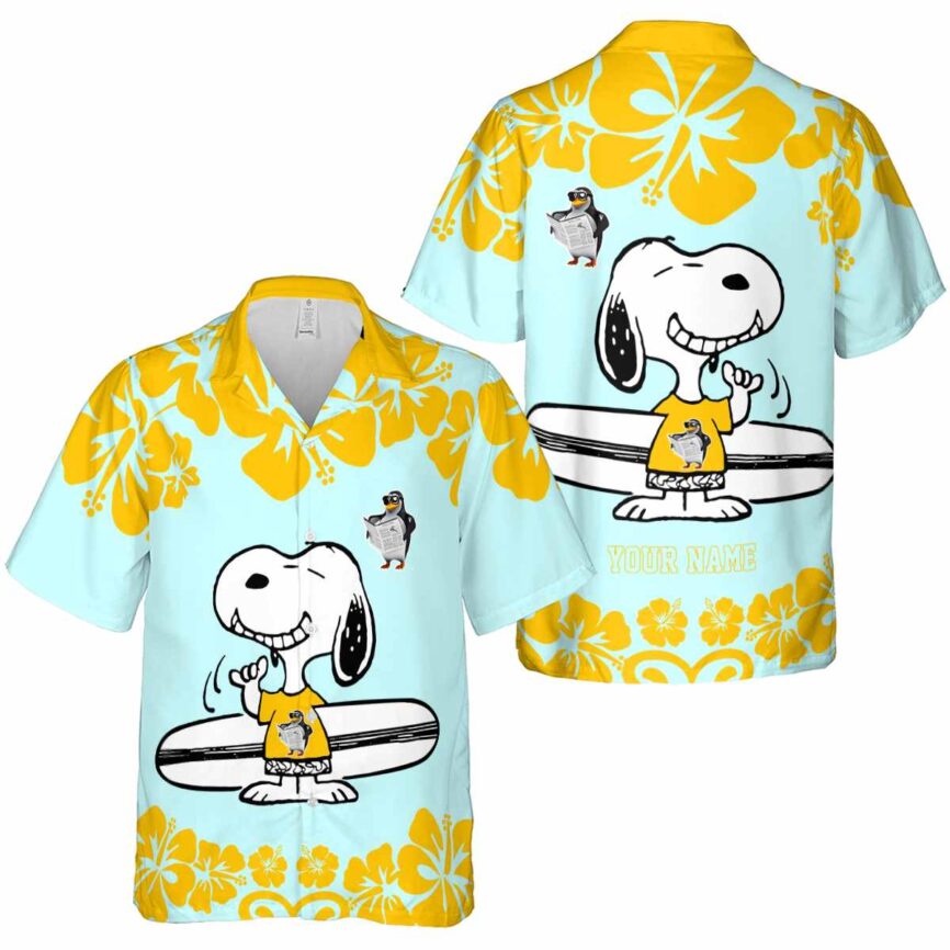 Custom Penguin Surfing Snoopy Hawaiian Shirt Premium grade