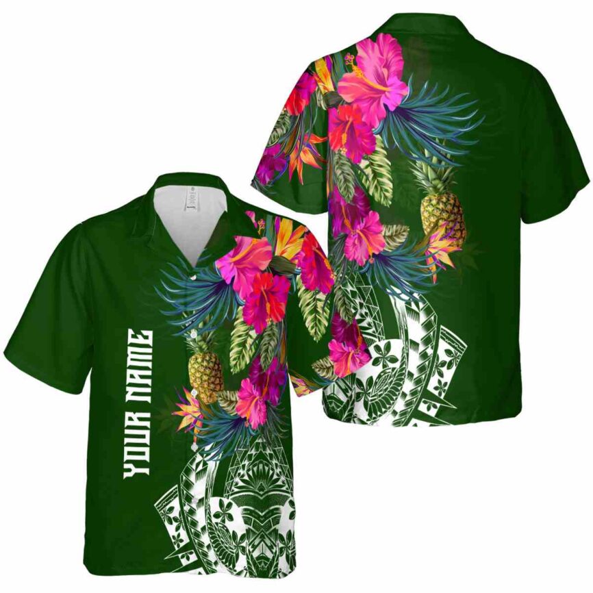 Custom Pineapple Polynesian Flowers Hawaiian Shirt Premium grade