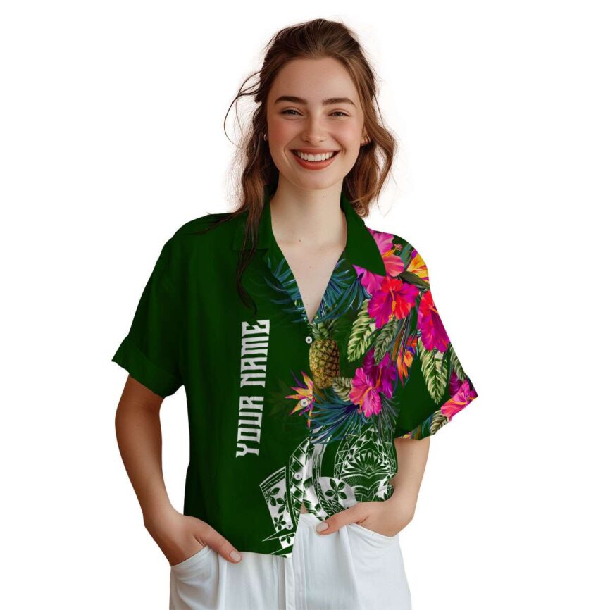 Custom Pineapple Polynesian Flowers Hawaiian Shirt Top rated