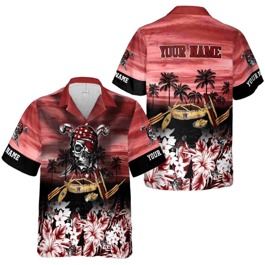 Custom Pirate Sunset Beach Canoe Hawaiian Shirt Premium grade