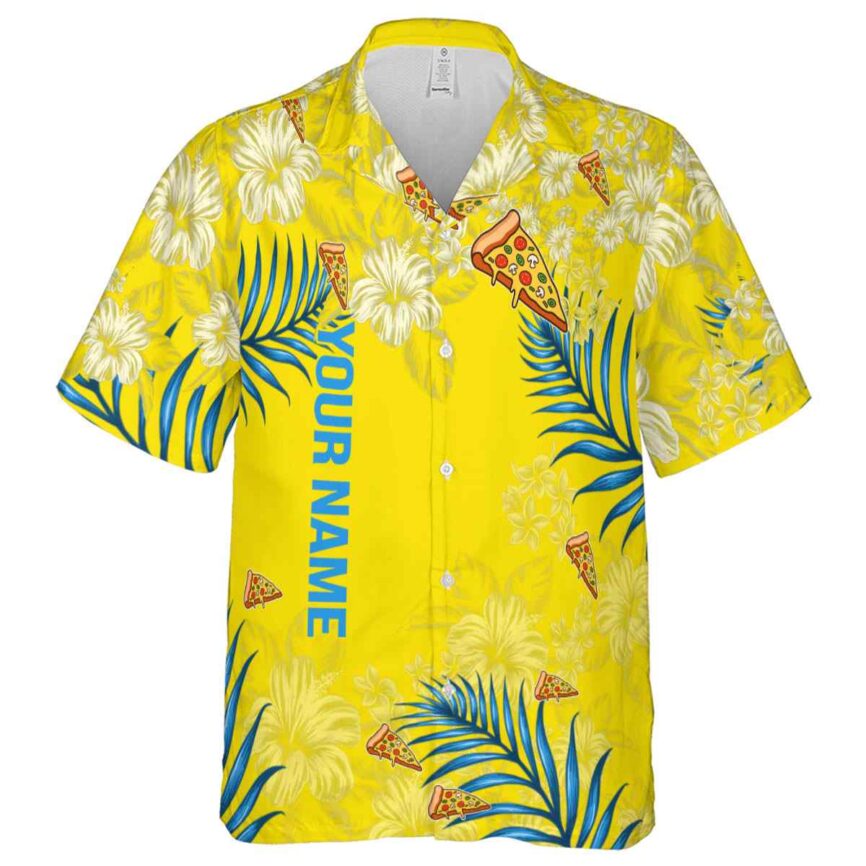 Custom Pizza Hibiscus Pattern Hawaiian Shirt Fashion forward