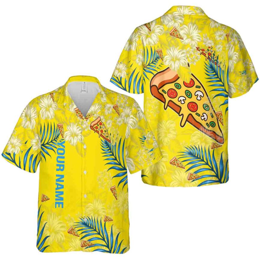 Custom Pizza Hibiscus Pattern Hawaiian Shirt Premium grade