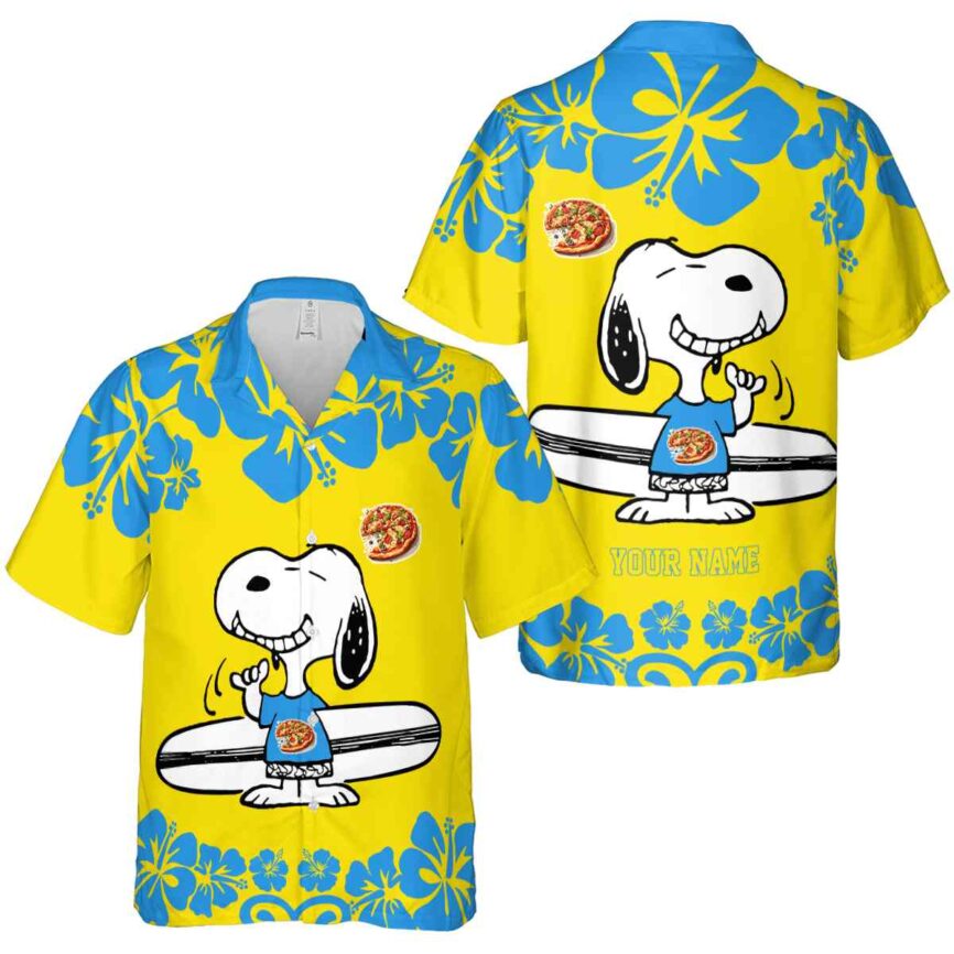 Custom Pizza Surfing Snoopy Hawaiian Shirt Premium grade