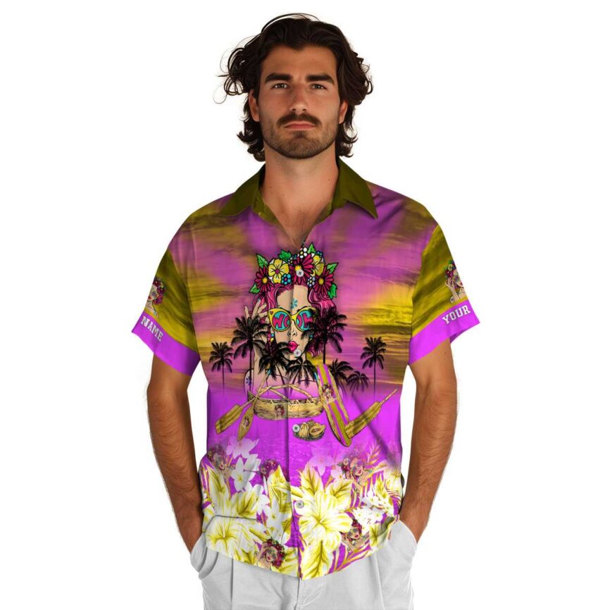 Custom Pop Sunset Beach Canoe Hawaiian Shirt New Arrival