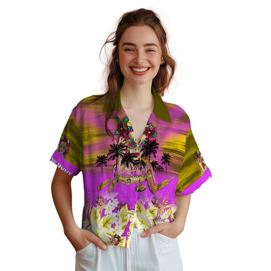 Custom Pop Sunset Beach Canoe Hawaiian Shirt Top rated