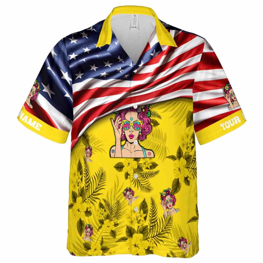 Custom Pop US Flag Themed Hawaiian Shirt Fashion forward