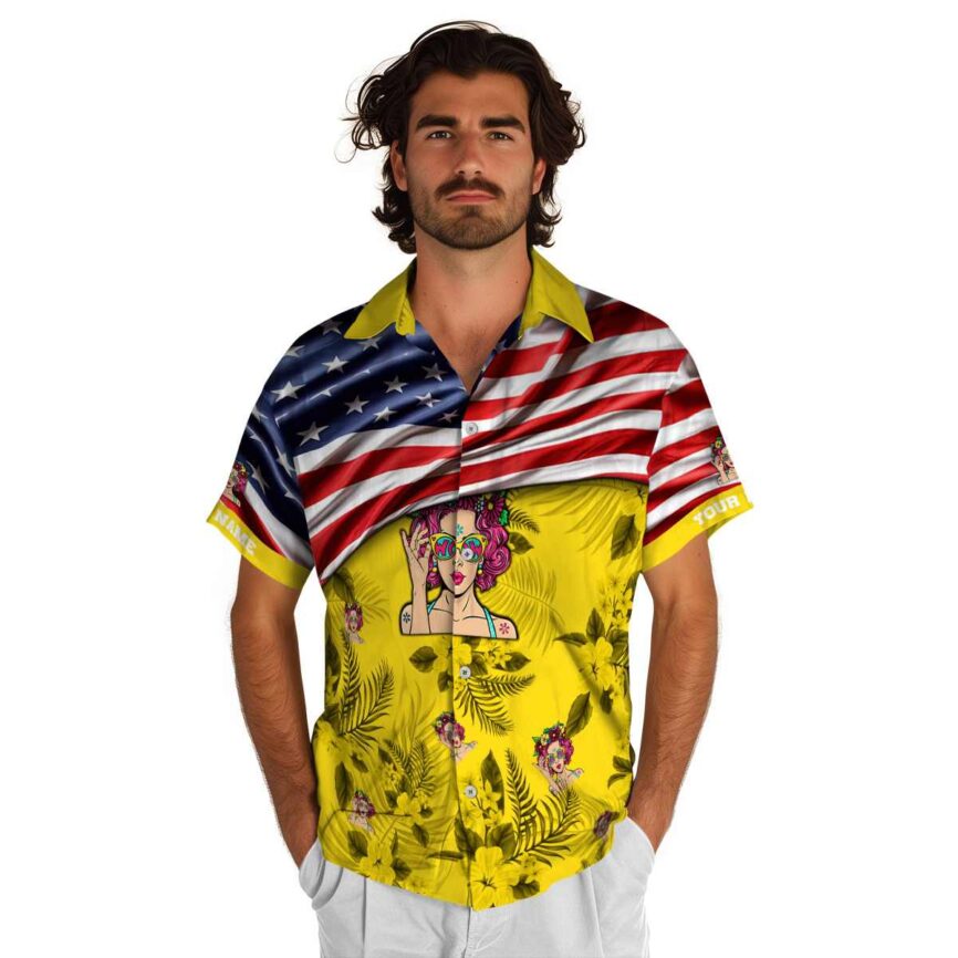 Custom Pop US Flag Themed Hawaiian Shirt New Arrival