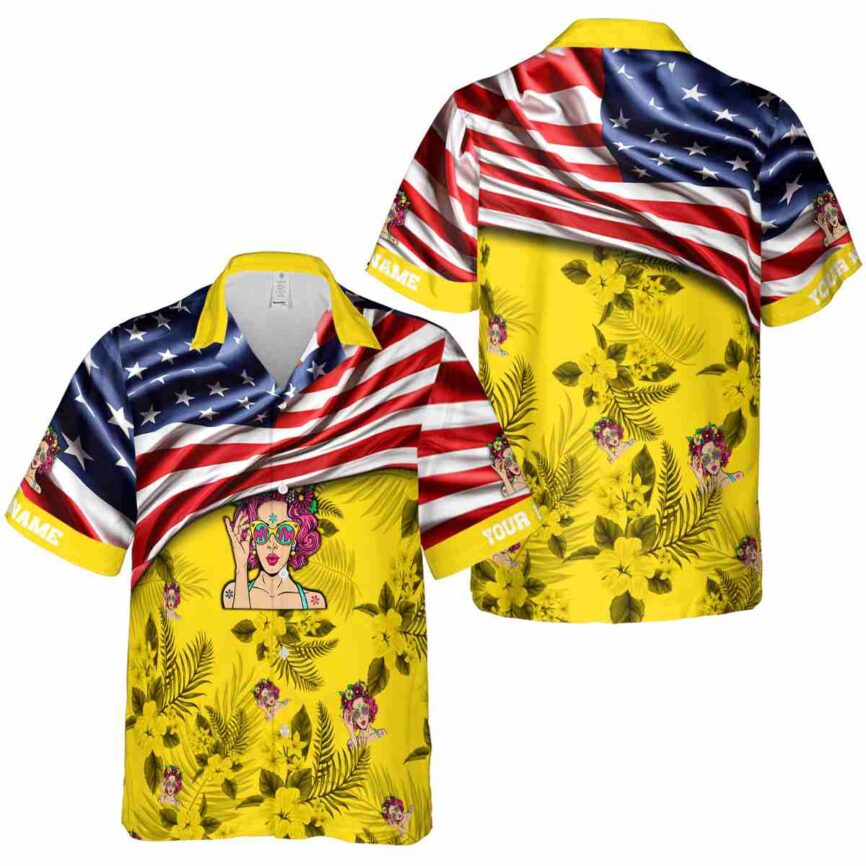 Custom Pop US Flag Themed Hawaiian Shirt Premium grade