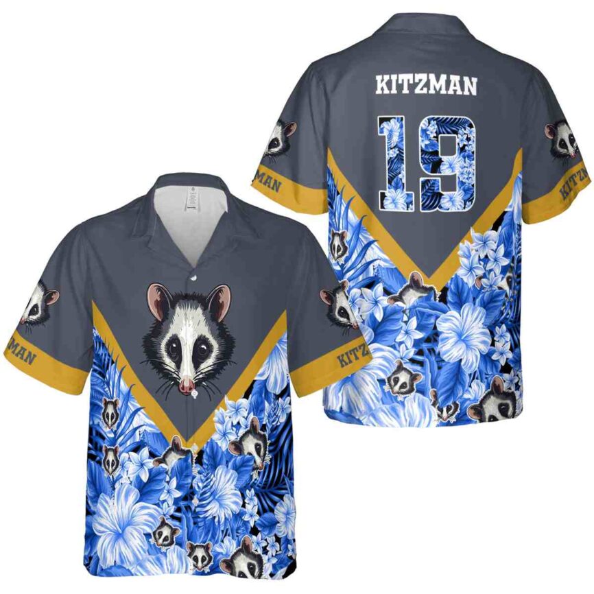 Custom Possum Bold Floral Number Hawaiian Shirt Premium grade