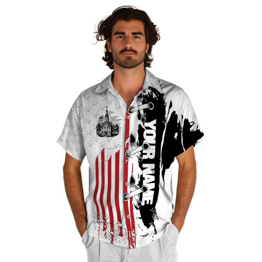 Custom Puritan Flag Stitches Hawaiian Shirt New Arrival