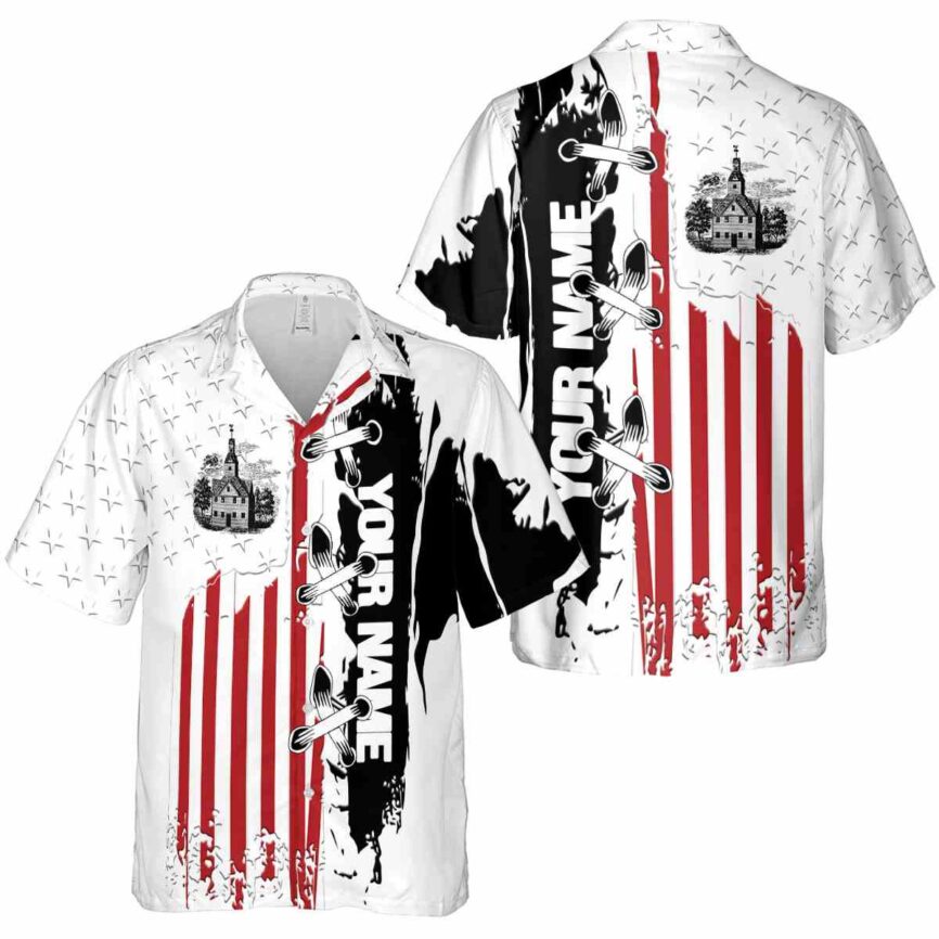 Custom Puritan Flag Stitches Hawaiian Shirt Premium grade