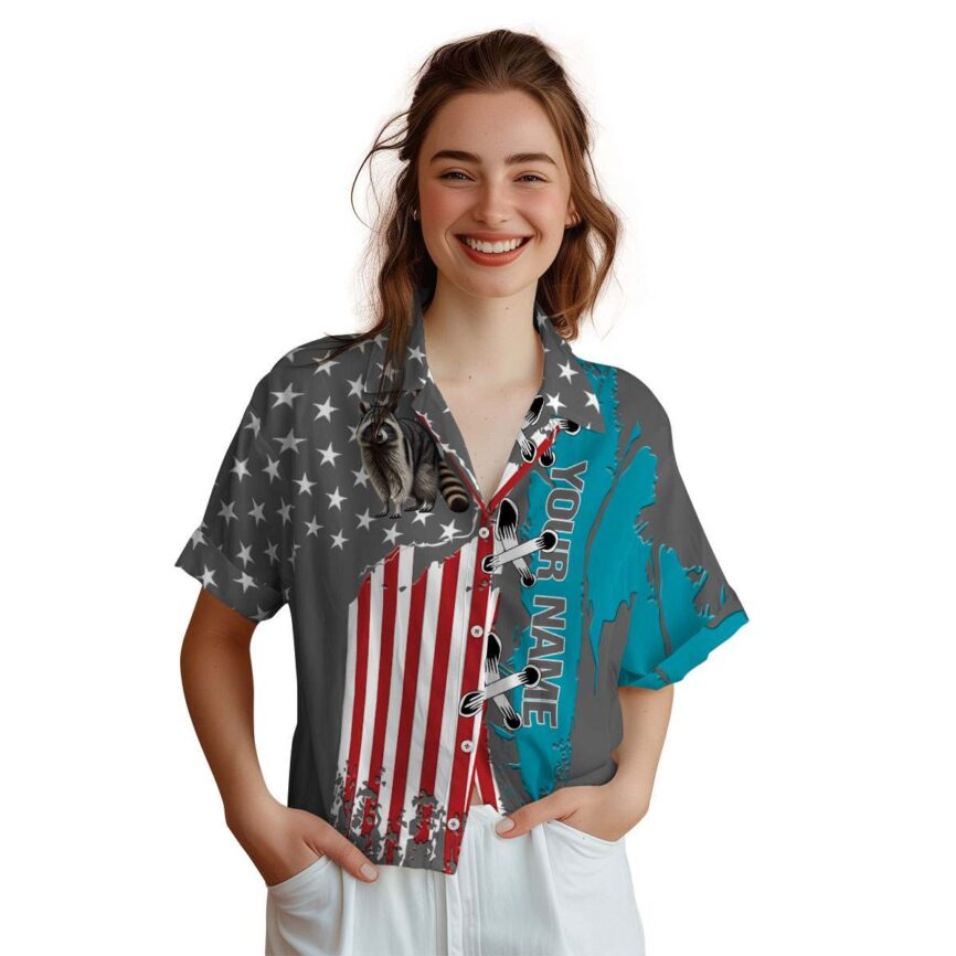 Custom Raccoon Flag Stitches Hawaiian Shirt Top rated