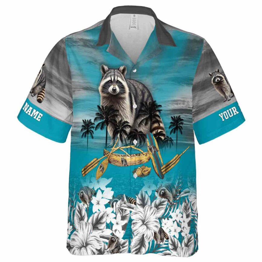 Custom Raccoon Sunset Beach Canoe Hawaiian Shirt Fashion forward