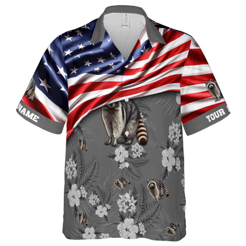 Custom Raccoon US Flag Themed Hawaiian Shirt Fashion forward