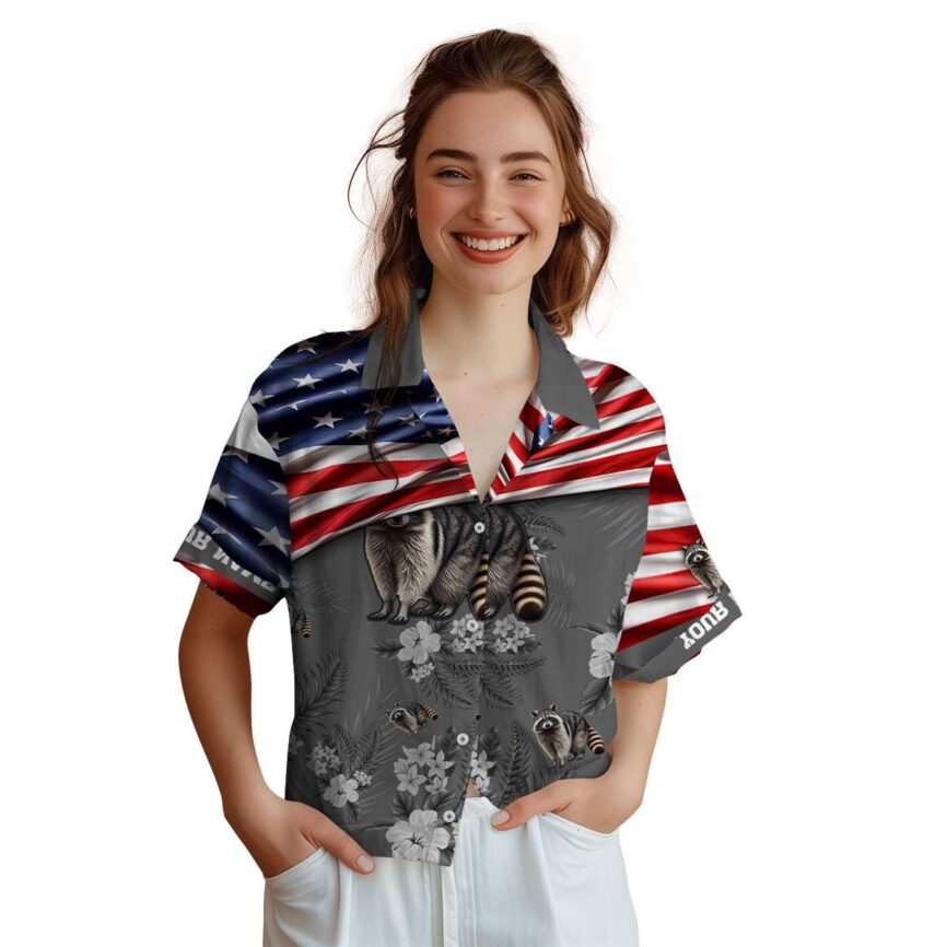 Custom Raccoon US Flag Themed Hawaiian Shirt Top rated