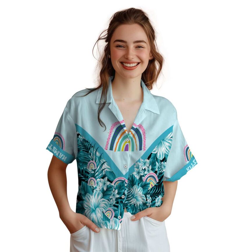 Custom Rainbow Bold Floral Number Hawaiian Shirt Top rated