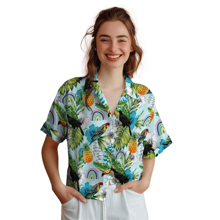 Custom Rainbow Toucan Bird Hawaiian Shirt Top rated