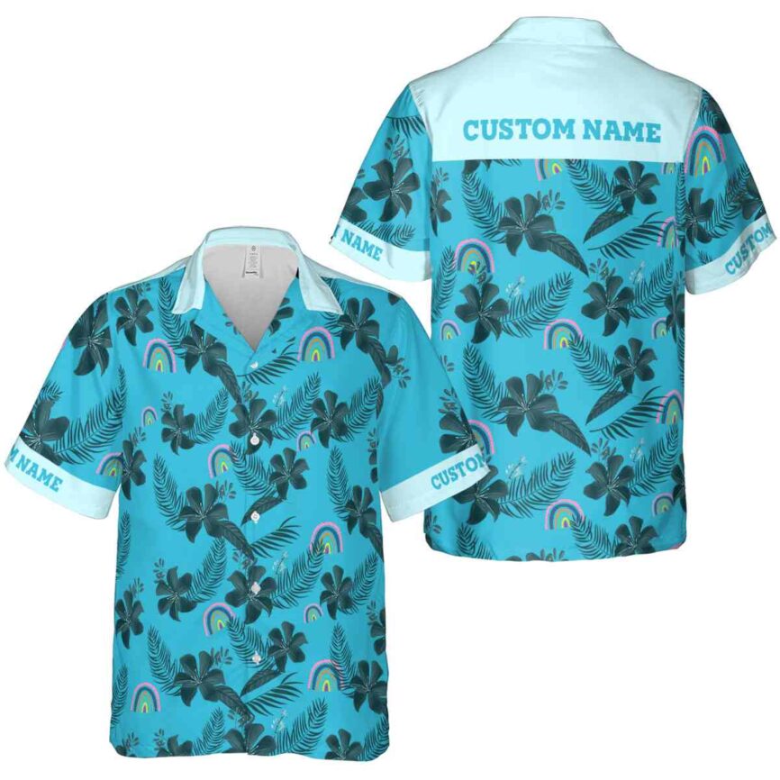 Custom Rainbow Tropical Flower Hawaiian Shirt Premium grade