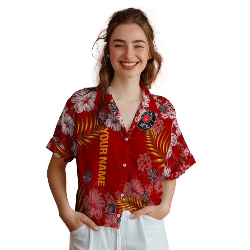 Custom Rock And Roll Hibiscus Pattern Hawaiian Shirt Top rated