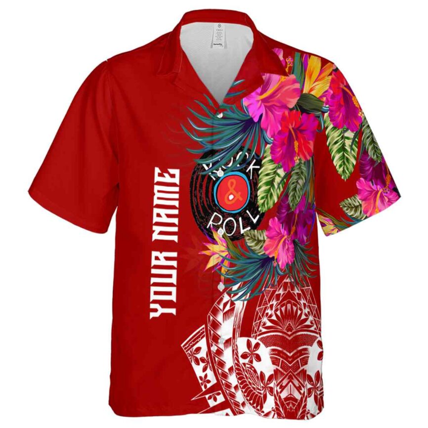 Custom Rock And Roll Polynesian Flowers Hawaiian Shirt Fashion forward