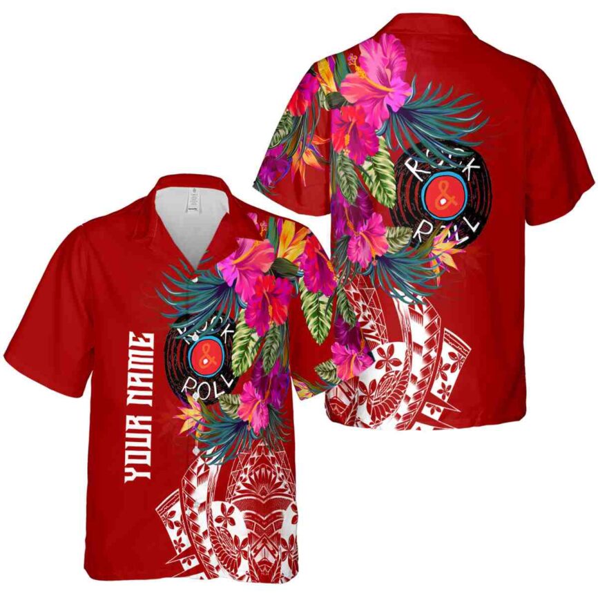 Custom Rock And Roll Polynesian Flowers Hawaiian Shirt Premium grade