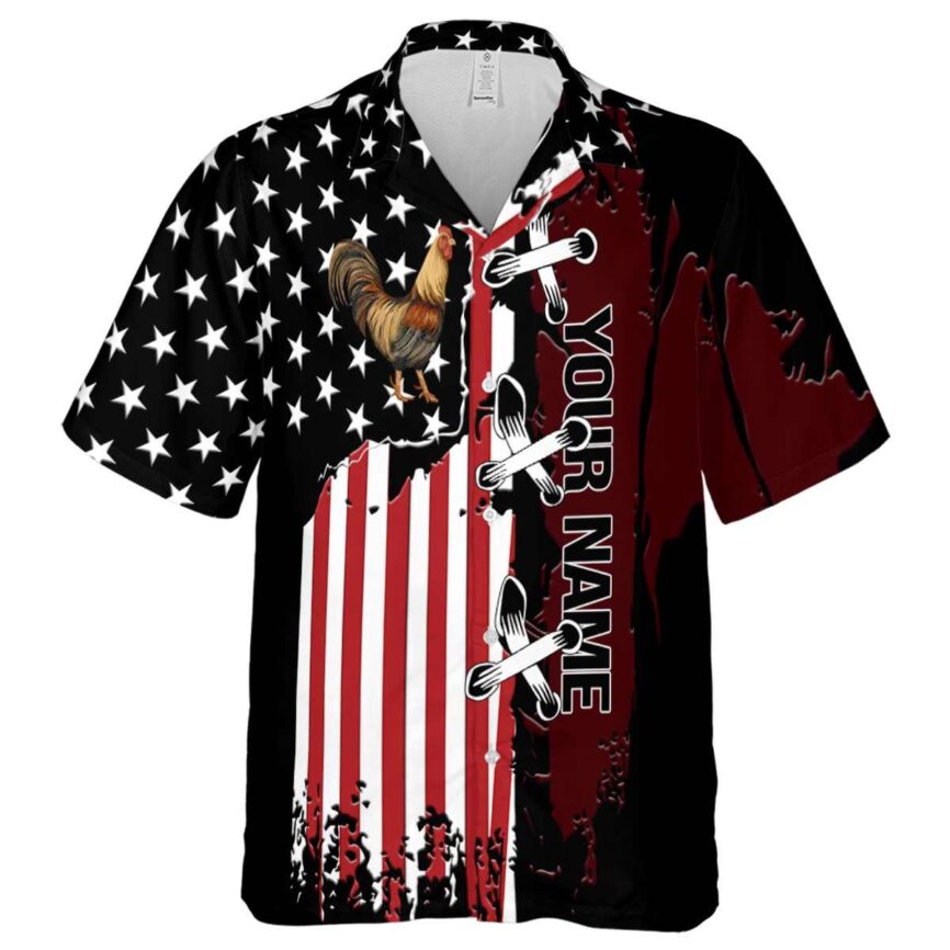 Custom Rooster Flag Stitches Hawaiian Shirt Fashion forward