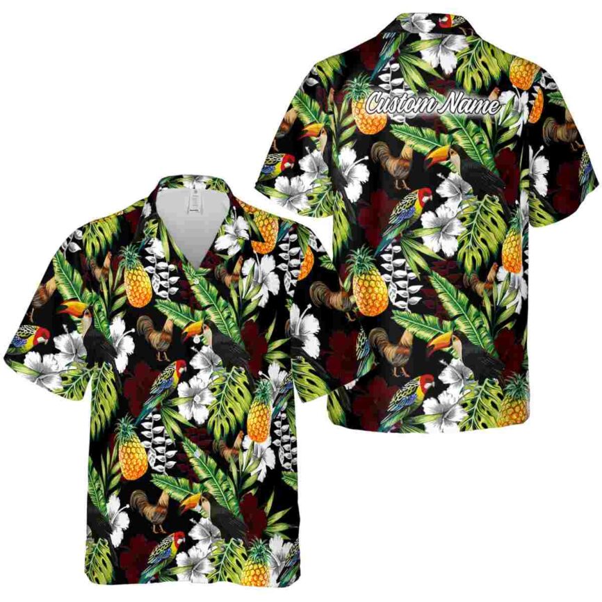 Custom Rooster Toucan Bird Hawaiian Shirt Premium grade