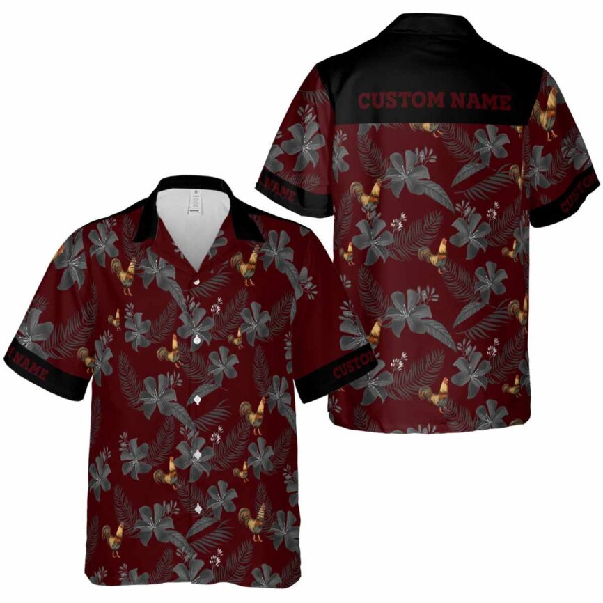 Custom Rooster Tropical Flower Hawaiian Shirt Premium grade