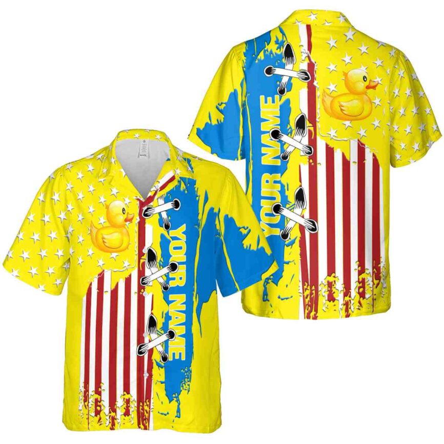 Custom Rubber Duck Flag Stitches Hawaiian Shirt Premium grade