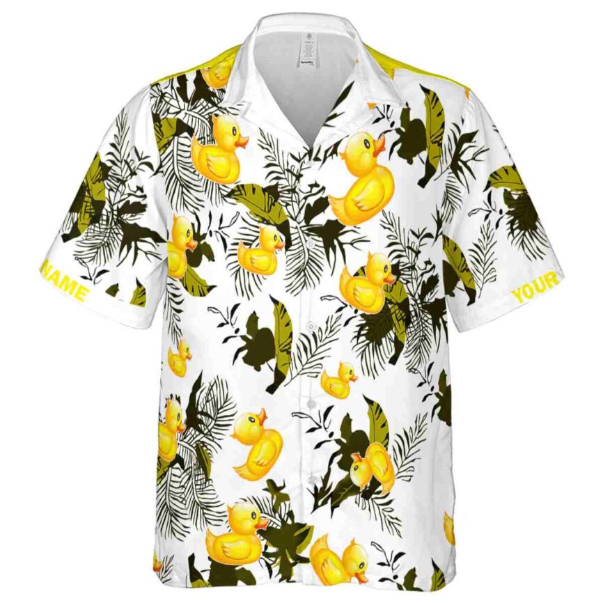 Custom Rubber Duck Leafy Accents Hawaiian Shirt Fashion forward