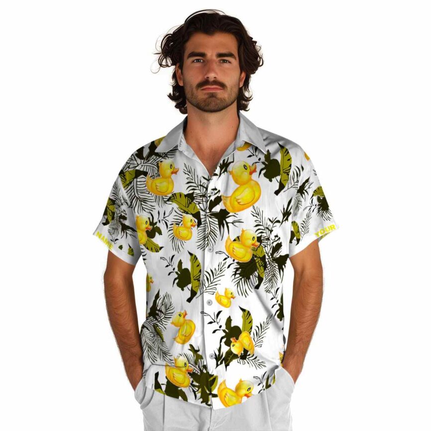 Custom Rubber Duck Leafy Accents Hawaiian Shirt New Arrival