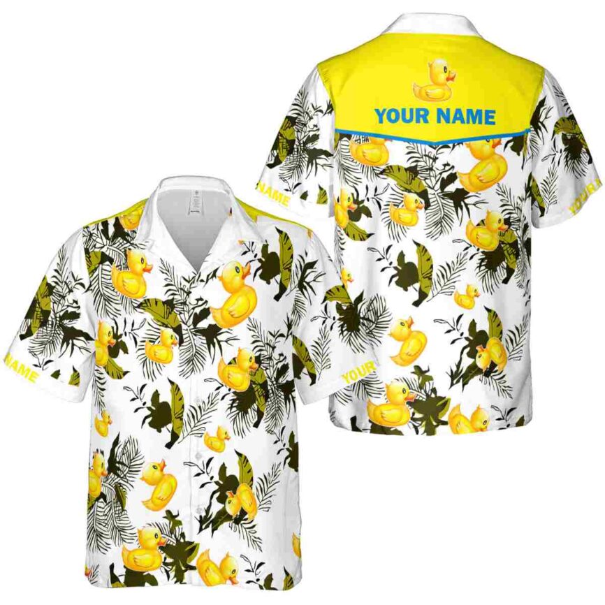 Custom Rubber Duck Leafy Accents Hawaiian Shirt Premium grade