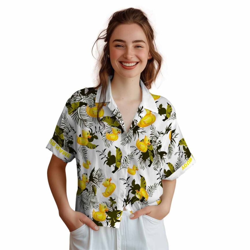 Custom Rubber Duck Leafy Accents Hawaiian Shirt Top rated