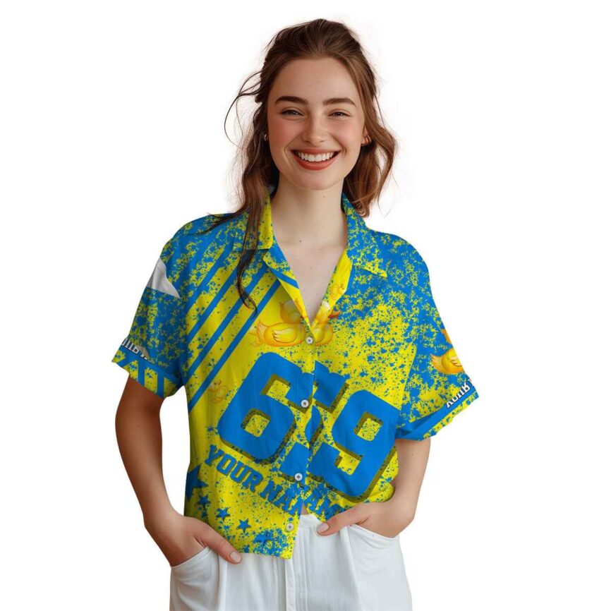 Custom Rubber Duck Stripe Burst Hawaiian Shirt Top rated