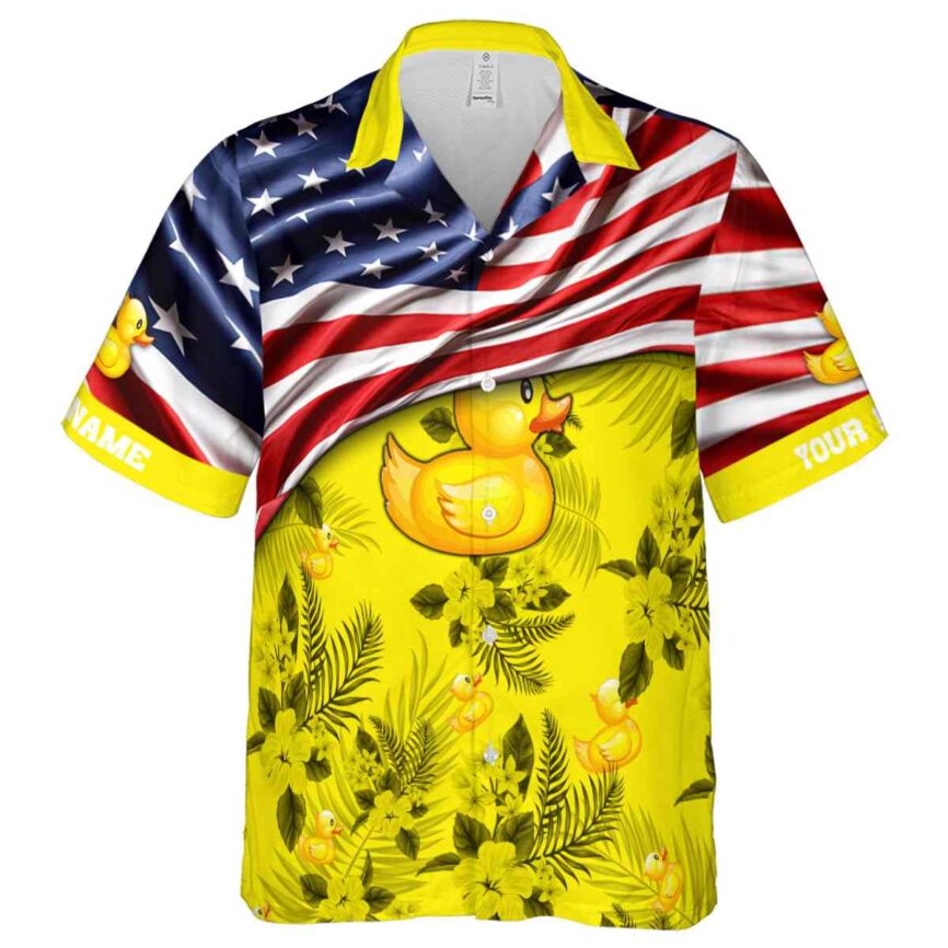 Custom Rubber Duck US Flag Themed Hawaiian Shirt Fashion forward