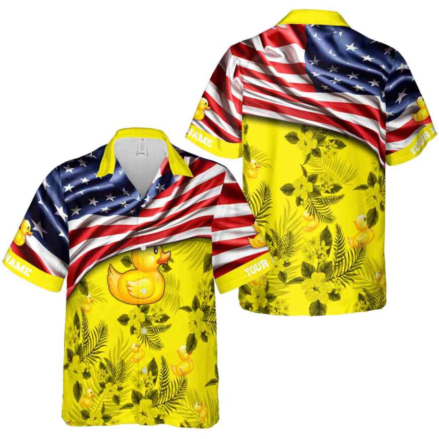 Custom Rubber Duck US Flag Themed Hawaiian Shirt Premium grade