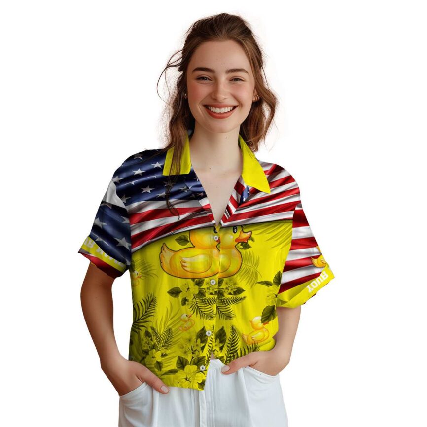 Custom Rubber Duck US Flag Themed Hawaiian Shirt Top rated