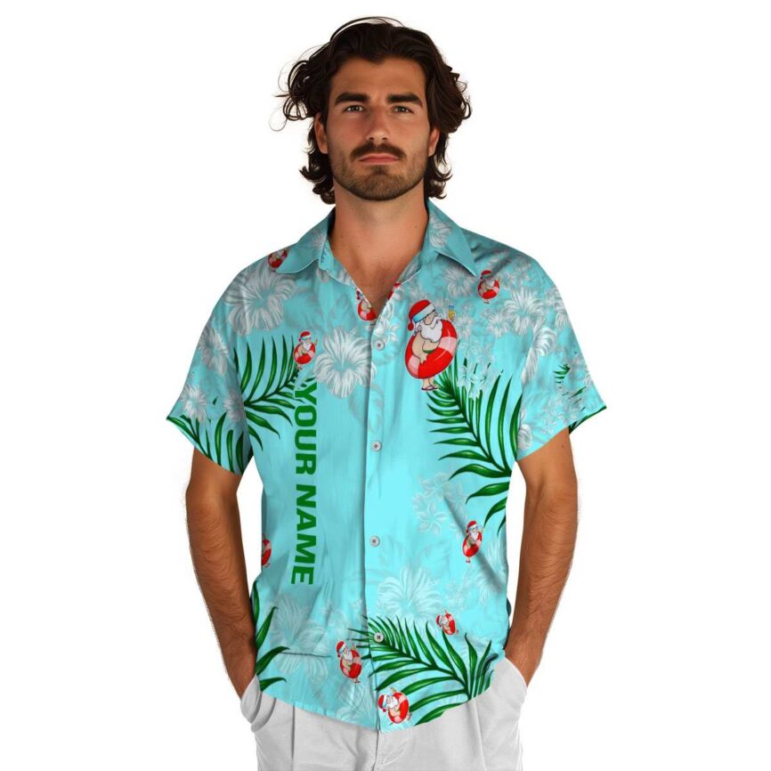 Custom Santa Hibiscus Pattern Hawaiian Shirt New Arrival