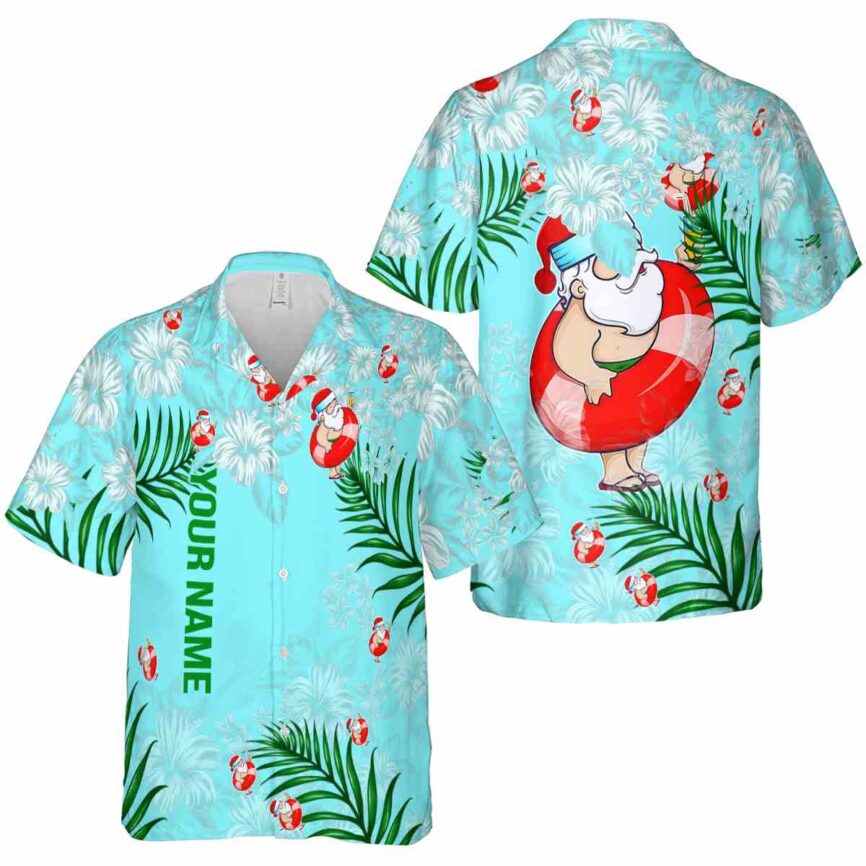 Custom Santa Hibiscus Pattern Hawaiian Shirt Premium grade