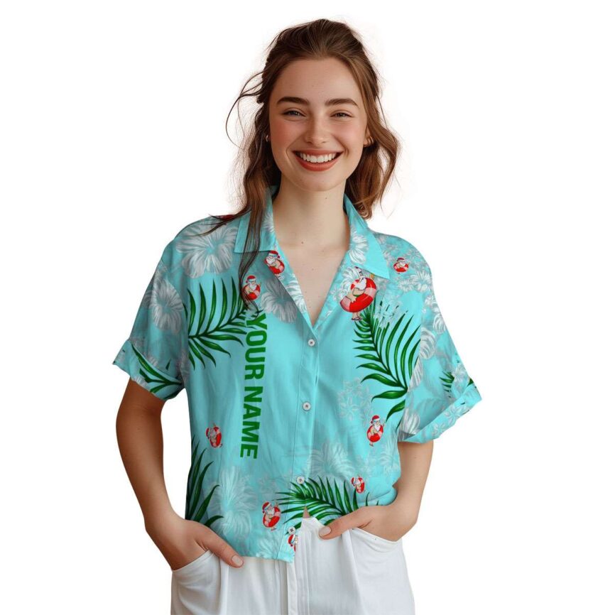 Custom Santa Hibiscus Pattern Hawaiian Shirt Top rated